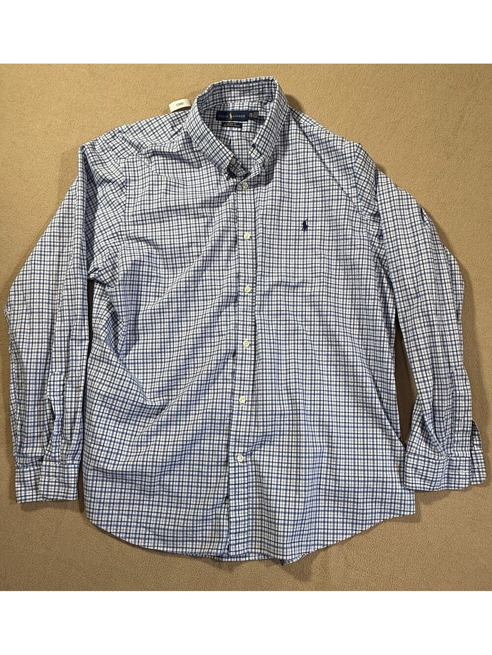 Ralph Lauren Classic Fit 2XL Blue/White Check Button-Down Shirt